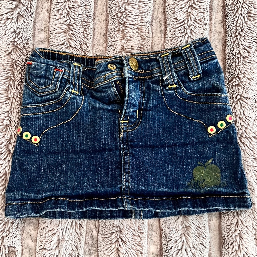 Apple Bottoms 2T toddler girls denim skirt with built liner shorts